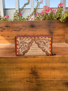 มือเครื่องมือแกะสลักกระเป๋าสตางค์หนังคลัทช์เคสโทรศัพท์มีสไตล์หลายใช้การออกแบบใหม่กระเป๋าสตางค์หนังตะวันตกแฮนด์เมดคลัทช์ - Product Image 3