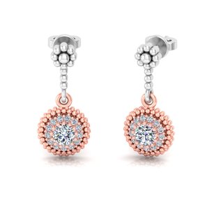 Round Cut Lab Grown Diamond 14K,18k Solid Gold Two Tone <b>Earring</b> <b>Tops</b> for Gift Party & Anniversary Everyday Wear - Product Image 6