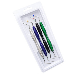 Kit professionnel d'endoplugs dentaires avec manche argenté, instruments de remplissage et de condensation pour traitement endodontique, 4 pièces - Product Image 1