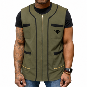 Chaqueta de Barbero Profesional Tactus Industries para Hombre, Negra, Sin Mangas, 2 Bolsillos para Herramientas, Ecológica, de Secado Rápido, Transpirable, de Lona - Product Image 1