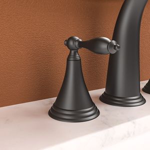 Rubinetto da Bagno Nero Opaco a 2 Maniglie con 3 Fori, Rubinetto per Lavabo con Scarico Pop-Up e 2 Linee di Alimentazione dell'Acqua - Product Image 4