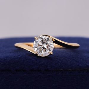 Lab Grown 1.01CT Round Cut Diamond Bypass Band <b>Ring</b> for Women's 14K Solid Gold Engagement Surprise Gift for Lovers - Product Image 1