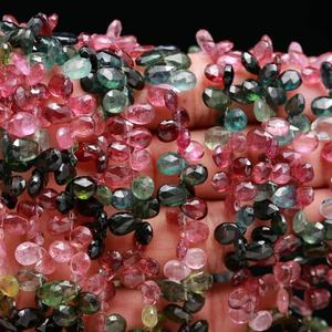 100% Natural Briolette Pear Shape <b>Tourmaline</b> Beads Multi-<b>Tourmaline</b> Faceted 5x7mm 8 Inches for Jewelry Making Arrival - Product Image 4