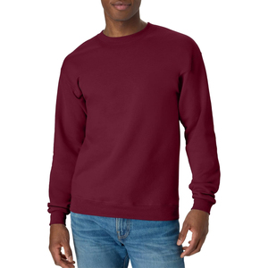 <b>Men's</b> <b>Red</b> Crew Neck Pullover <b>Sweatshirt</b> Solid Color Casual Knitted Cotton Regular Fit Autumn Wear - Product Image 2