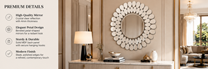 Miroir mural rond en forme de goutte d'eau, design galet, miroir décoratif pour salle de bain, chambre à coucher, salon, moderne et élégant, à fixer au mur, 24 pouces - Product Image 3