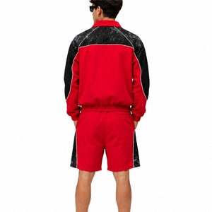 <b>Men</b> Summer Breathable Windbreaker <b>Shorts</b> Set Premium Tracksuit Two Piece Sportswear Casual <b>Zip</b> Jacket 100% Polyester - Product Image 2