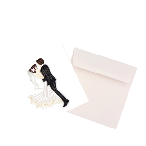 Tarjeta de quilling personalizada con diseño de pareja bailando, tarjeta de felicitación hecha a mano para boda con sobre, tarjeta de quilling con tema de amor para regalos - Product Image 3