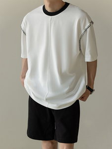 Nouveau T-shirt d'été pour homme à manches courtes, en coton peigné, à col rayé, style décontracté et professionnel, haute qualité à prix bas - Product Image 1