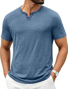 Camisetas de Hombre, Cuello en V, Holgadas, de Poliéster/Viscosa/Spandex, Color Sólido, Tejido Transpirable, Tallas S - 4XL Disponibles - Product Image 4