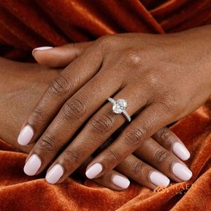 925 Silver Oval Cut Pave Moissanite <b>Ring</b> for Women Luxury Engagement Wedding Anniversary Gift Jewelry - Product Image 5