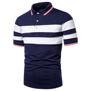 Polo pour homme à rayures colorées, manches courtes, tricoté, décontracté, rouge, gris, blanc, respirant - Product Image 6