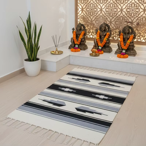 Tapis de couloir/tapis rectangulaire moderne en coton fait main, tissé à la main, motif floral, 950 g/m², lavable, pelucheux, réversible, trois tons, pour la maison, vente en gros - Product Image 1