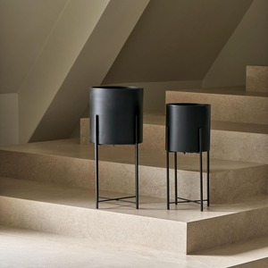 Black Metal Dome Planter Set of 2 with Removable Stands <b>Large</b> Modern <b>Indoor</b> Outdoor Flower <b>Pots</b> for Living Room Patio Garden - Product Image 5