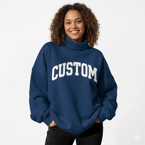 Sweat-shirt oversize à col montant pour femme, broderie 3D personnalisée de haute qualité, respirant et écologique. - Product Image 4