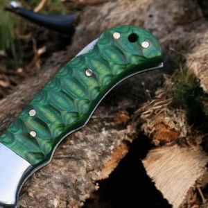 Navajas Plegables Tradicionales con Empuñadura de Madera Azul para Caza, Camping y Senderismo - Product Image 2