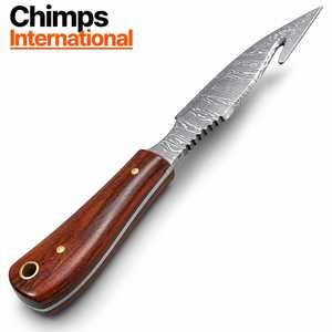 Cuchillo de caza de hoja fija de acero de Damasco hecho a mano Chimps International de 8 pulgadas con mango de madera |   Cuchillos Tácticos para Camping - Product Image 2