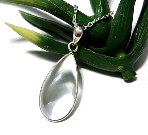 Natural Clear Quartz Teardrop Pendant <b>Necklace</b> in 925 Sterling <b>Silver</b> Pear Shape Crystal Quartz Gemstone Pendant Handmade He - Product Image 1