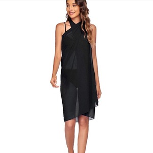 Sarong transparent en mousseline de soie 2 couleurs, écharpe de plage, couvre-maillot de bain, TAILLE UNIQUE - Product Image 4