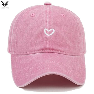 Nouvelle Arrivée Casquette de Baseball Souple Non Structurée en Coton Peau de Pêche Lavé avec Broderie Cœur Personnalisée Réglable - Product Image 2