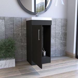 Mobile da Bagno Sevilla con Anta Singola, Armadietto Nero - Product Image 2