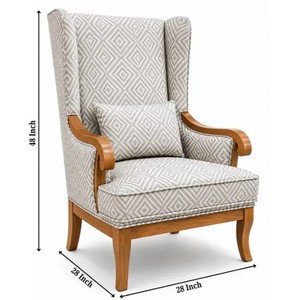 Traditional <b>Wing</b> Back Living Room <b>Chair</b> With Grey Fabric Upholstery and Wooden Legs Modern Leisure Design - Product Image 6