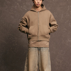 Heavy Weight 450gsm 100% Organic Cotton Boxy Fit Cropped Zip Up Hoodie Cozy Sweatfleece Perfect Zip Hoodie Thick Cotton Hoodie - Product Image 4