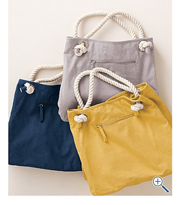 Sac fourre-tout en toile avec poignées en corde, ouverture supérieure, couleur unie, doublure en polyester, idéal pour le shopping quotidien - Product Image 1