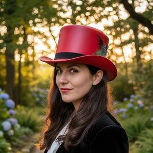 Sombrero Rojo con Cinta Negra y Adorno de Pluma, Sombrero de Fiesta Unisex para Adultos, Disfraz Festivo - Product Image 4