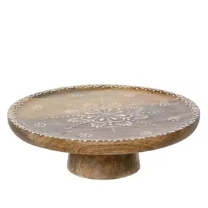 Support à gâteau en bois artistique, plateau de présentation de gâteau, plateau de service pour desserts, décoration de table pour événements - Product Image 4