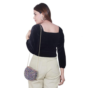 Sac à main de mariée FAIZA CRAFT, collection spéciale mariage, en métal plaqué argent, mosaïque ronde, travail de qualité supérieure, décoration royale, sac à main pour femme - Product Image 3