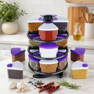 <b>Kitchen</b> Spice <b>Rack</b> Organizer Rotating 360 Degree 3 Tier Spice <b>Rack</b> Container Set Airtight Storage Jars Space Saving Design - Product Image 1