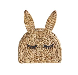 Handmade Cute Bunny Rabbit Storage <b>Basket</b>, Woven Water Hyacinth Organizer for Nursery, Kids Toy & Desk Storage, Home Storage - Product Image 2