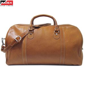 Bolsa de viaje versátil de cuero marrón para negocios y ocio - Product Image 1