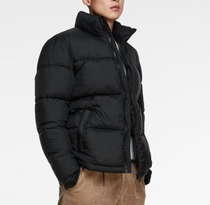 OEM Custom High Quality Thick Filling <b>Canvas</b> Stand Collar Winter Front Logo Streetwear <b>Box</b> Shape Puffer Jacket Men - Product Image 4