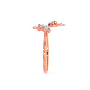 Anillo de Diamantes Graceful Resilience, Anillo de Conexión de Amor, Oro Amarillo de 18K, Anillo de Corazones Entrelazados con Diamantes Redondos - Product Image 3