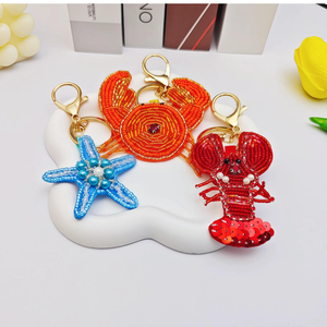 Handmade Beading Embroidered Fabric Keychain Mini Marine Animals Lobster Clasp Keychain Classic Luxury Fashion Matching Bag - Product Image 3