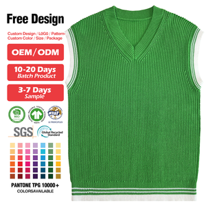 Gilet pull sans manches tricoté personnalisé pour homme, anti-rétrécissement, respirant, col en V, avec logo, pour printemps automne, OEM - Product Image 6