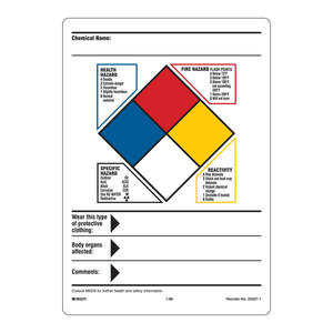 Panneau de signalisation de produits chimiques dangereux Brady NFPA 10x7 pouces pour la sécurité en laboratoire et industrielle - Product Image 2
