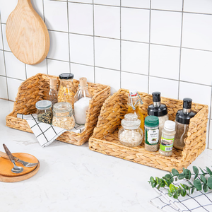 Two-Tier Woven Water Hyacinth <b>Storage</b> <b>Basket</b> <b>Large</b> Open Front Vegetable Fruit <b>Basket</b> Kitchen Counter Organizer OEM ODM - Product Image 3