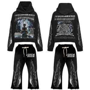 Ensemble de survêtement streetwear pour homme, sweat à capuche en polaire imprimé, pantalon de jogging, mélange de coton d'hiver, tenue 2 pièces - Product Image 2