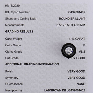 IGI Certified Round Brilliant Cut F VS1 2.5 Carat Big Loose Lab Grown CVD Diamond From D'VINS JEWELS - Product Image 6