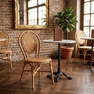 New Modern Minimalist Natural Rattan <b>Dining</b> <b>Chair</b> Bentwood Bistro Kitchen Room <b>Chairs</b> Luxury Seating Living Room Accent <b>Chair</b> - Product Image 3