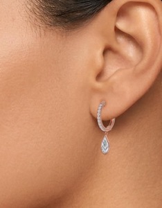 Pendientes de Aro Premium de Oro Rosa de 9K con Diamantes de Laboratorio en Corte Escalonado de Forma de Pera, 2.51 CTW - Product Image 3
