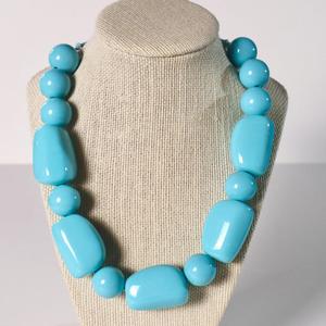 Sky <b>Blue</b> Acrylic Resin Chunky Bead <b>Necklace</b> Contemporary Statement <b>Necklace</b> Handmade Women Fashion Jewelry Wholesale Supplier - Product Image 1