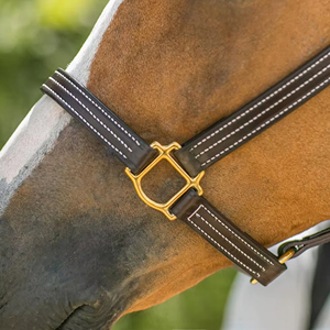 Horsekraft Export Quality English Leather Durable Triple Stitched Comfortable Halter with Brass Hardware for Horse Riding - Product Image 5