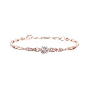 Bracelet tennis plaqué or rose avec diamants 0,25 ct taille brillant rond, motif flocon de neige, sertissage griffe, cadeau de luxe pour femme, idéal pour les fêtes - Product Image 6