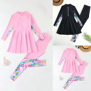 Trajes de Baño para Niñas, Traje de Baño de Verano con Protección Solar, Pantalones de Manga Larga, Conjunto de Protección Solar con Cremallera Elástica, Bikinis para Vacaciones UPF50+ - Product Image 5