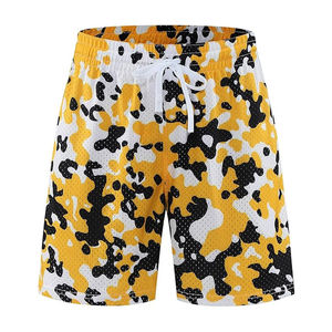 Shorts de basketball pour hommes à imprimé floral, séchage rapide, taille élastique, anti-plis, en toile polyester/coton, avec logo frontal, décontractés et sportifs - Product Image 6