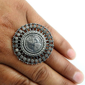 Victoria Empress <b>Silver</b> Coin Handmade Bohemian <b>Ring</b> Made From 925 Solid Sterling <b>Silver</b> Artisan Jewelry With <b>Adjustable</b> Design - Product Image 2