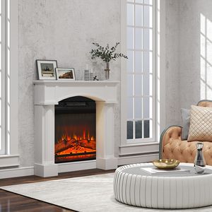 Caminetto Elettrico Autoportante Bianco con Cornice 43.3" L x 42.8" A - Product Image 6